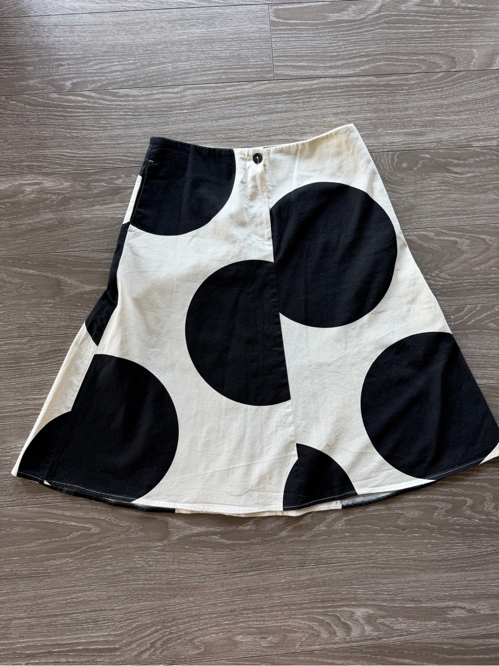 Zara Black & White Polka Dot A-Line Skirt